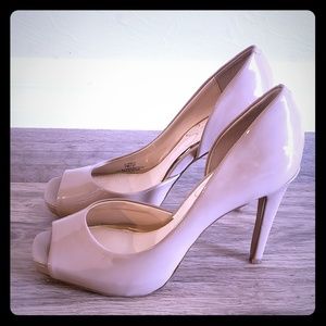 Jessica Simpson open toed nude pumps
